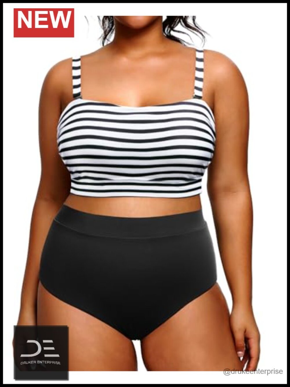 Plus Size High Waisted Bandeau Bikini Two Piece Swimsuit